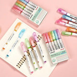 Linear Roller Color Pens Highlighters with 6 Different Curve Shapes (Set of 6)