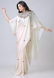 Satin Silk Printed Kaftan Saree With Unstitched Blouse